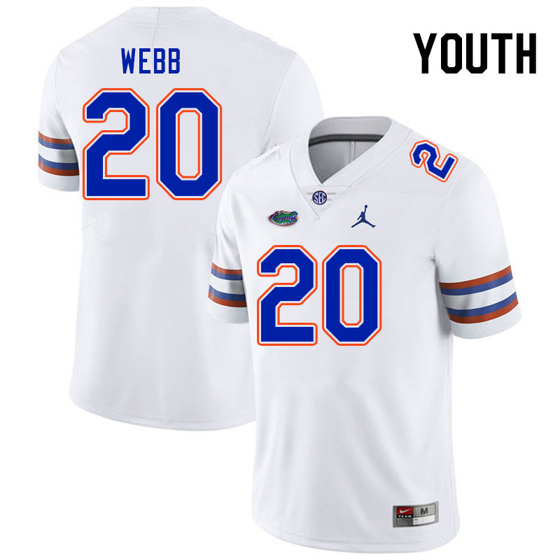 Youth #20 Treyaun Webb Florida Gators College Football Jerseys Stitched-White - Click Image to Close